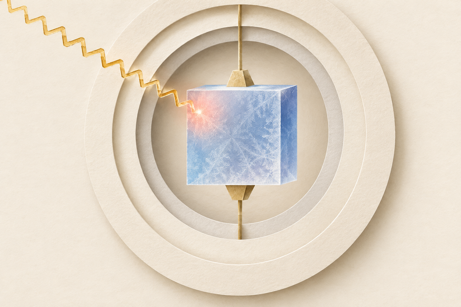 Cut-paper concept of light reaching a cold blue detector inside concentric rings